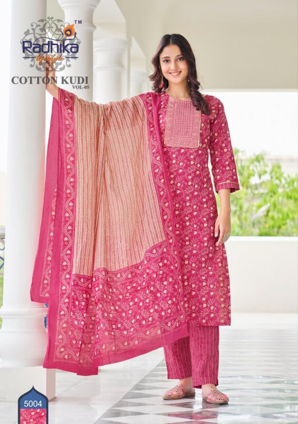 Radhika Cotton Kudi Vol 5 Cotton Kurti With Bottom Dupatta Collection